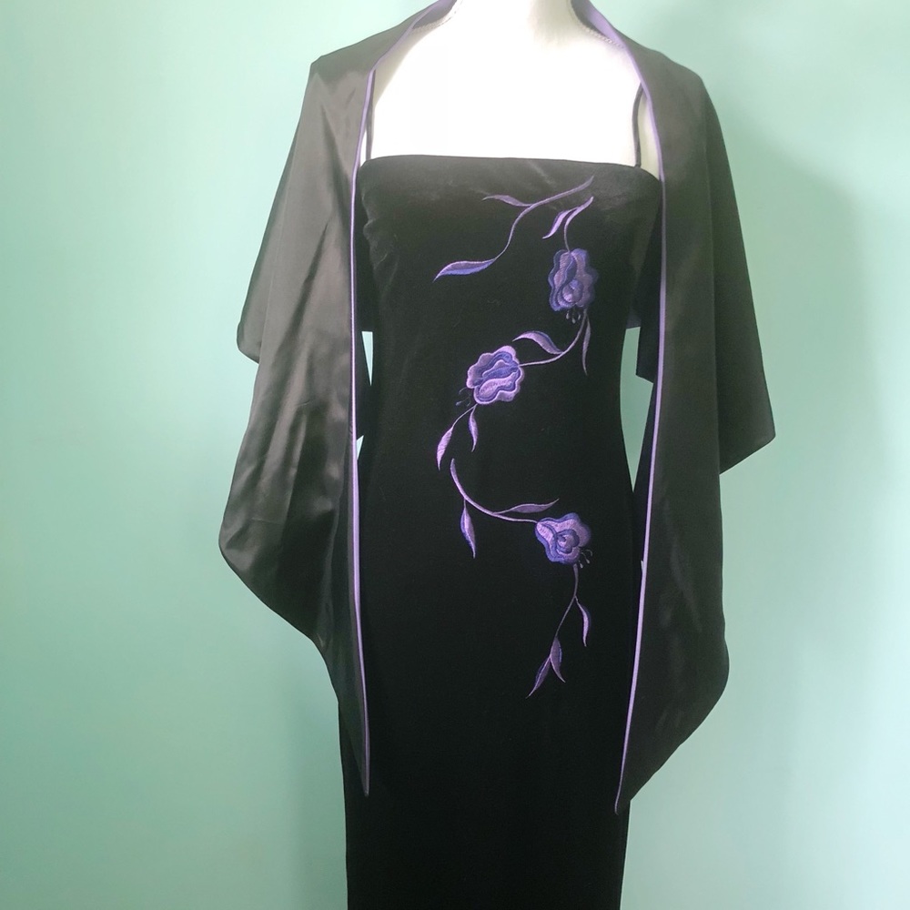 Arianna by Rachel Kaye Vintage BLK Velvet Dress 6